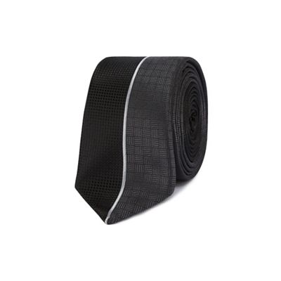 Black and grey textured skinny tie